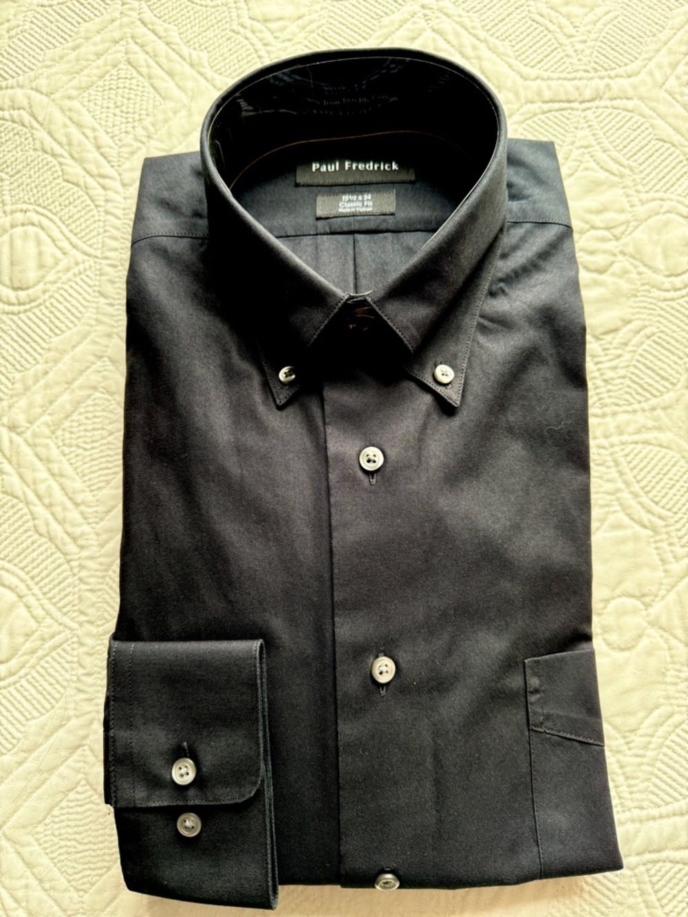 Paul Fredrick Black Button-Down Dress Shirt